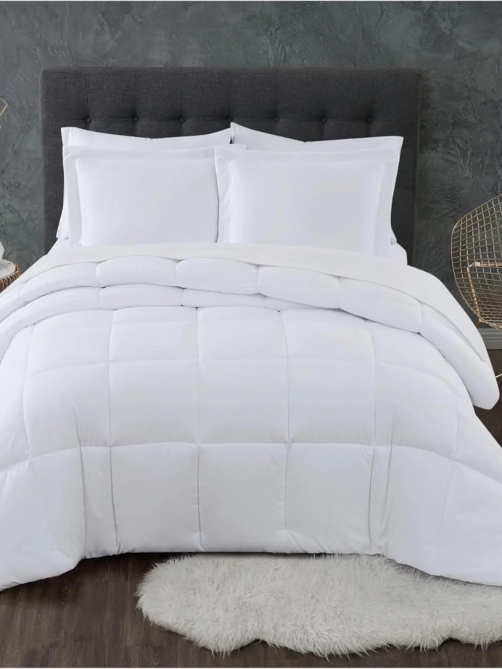 Truly Calm Comforter Set White Polyester 3-Piece Full/Queen Comforter Set, Solid